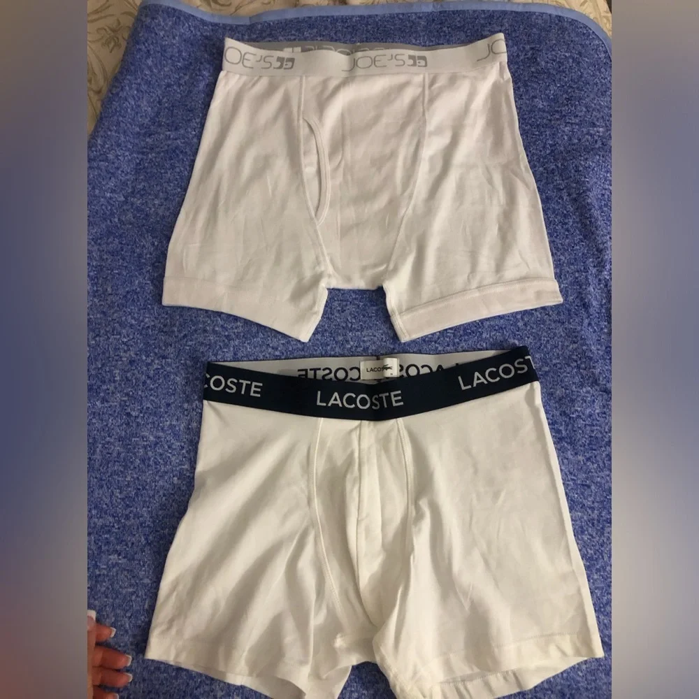 Lacoste / Joe’s White Boxer Briefs with Logo Waistband, cotton- 2 Pair new M